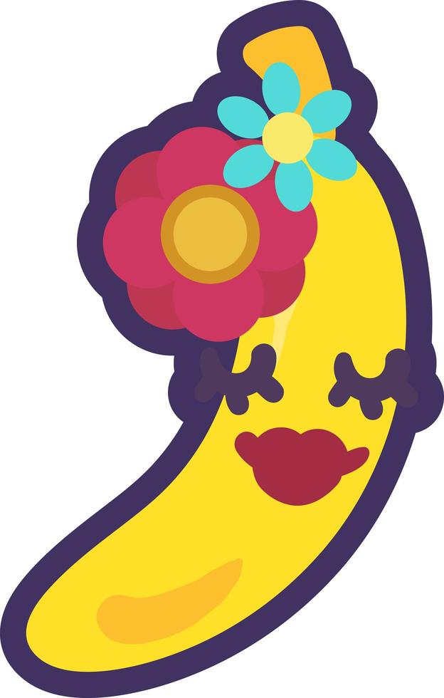 Banana exotic fruit emoji happy expression vector