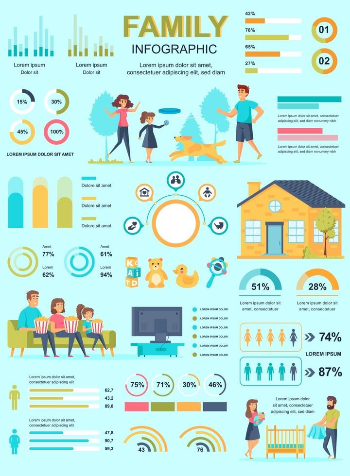 Family banner with infographic elements vector