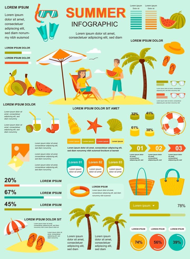 banner de vacaciones de verano con elementos infográficos vector