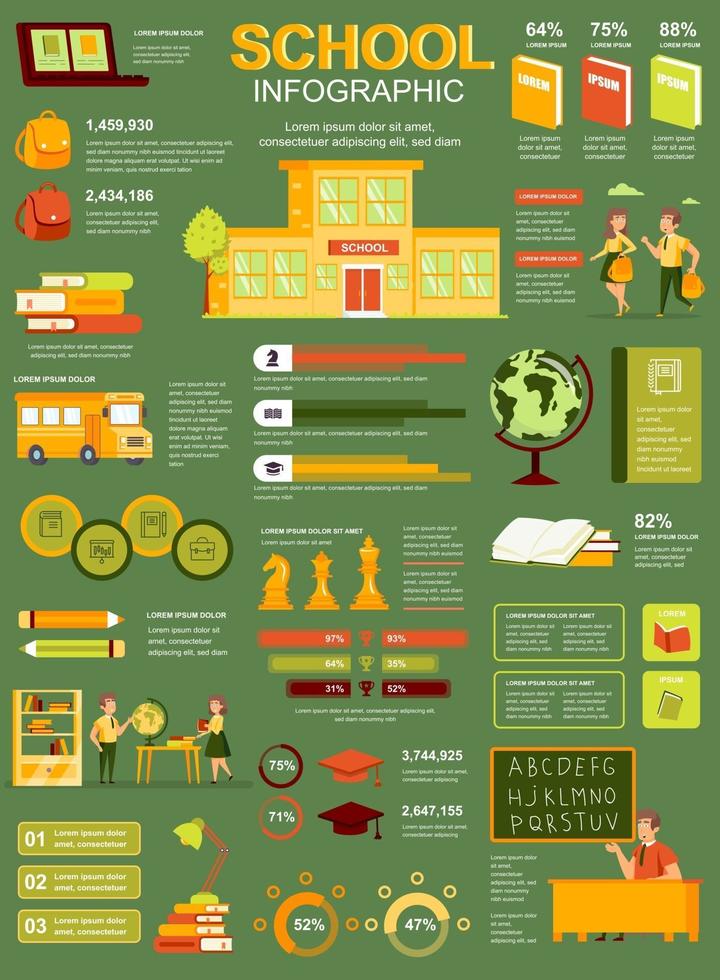 School banner with infographic elements vector