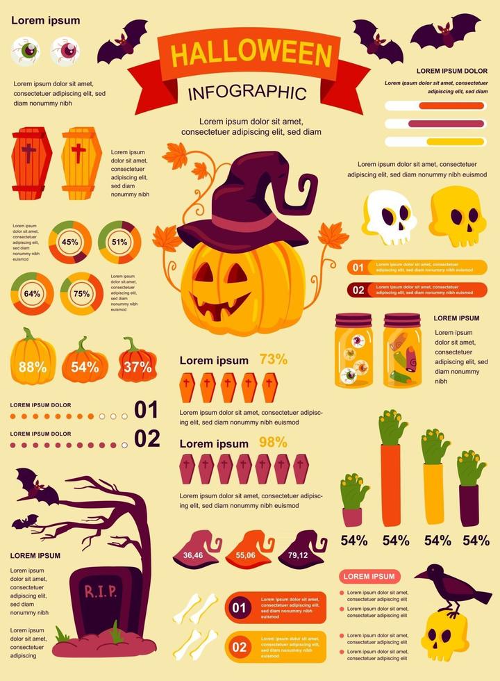 banner de fiesta de halloween con elementos infográficos vector