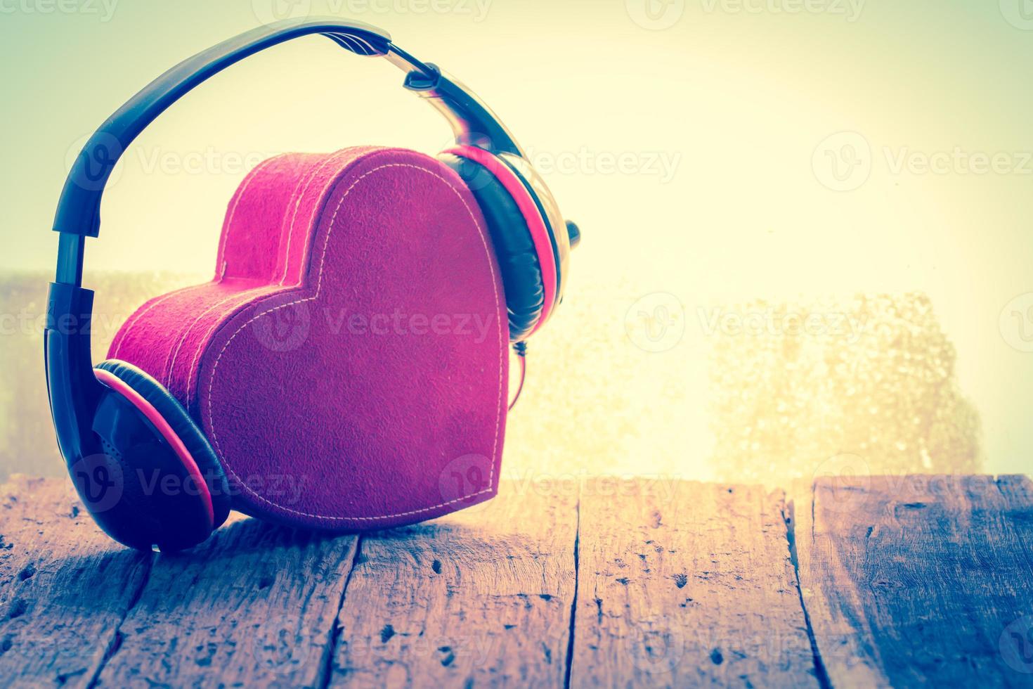 Heart gift box with headphone photo