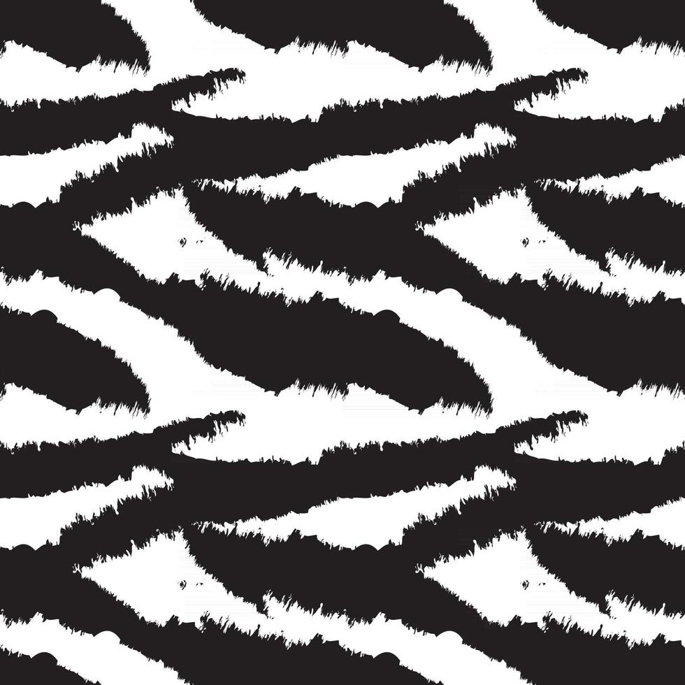 Black and White Brush Stroke Fur Seamless Pattern vector