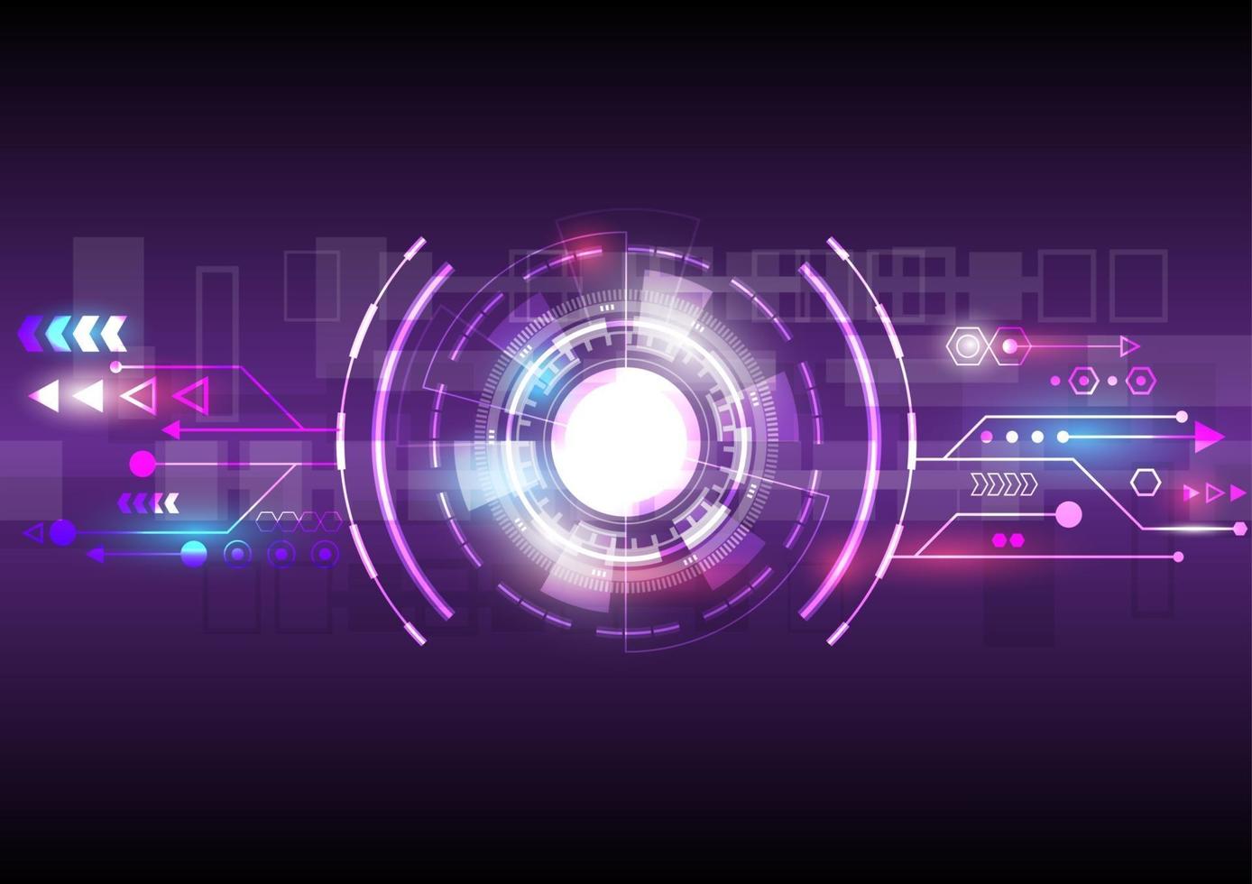 Abstract hi-tech background. Futuristic interface and Glowing Hud circle. Virtual reality technology screen vector