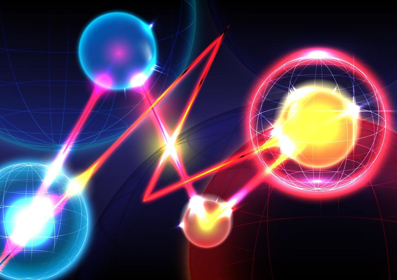 Sphere, neon light and laser on background. Futuristic interface. Virtual reality technology screen. Vector illustrator
