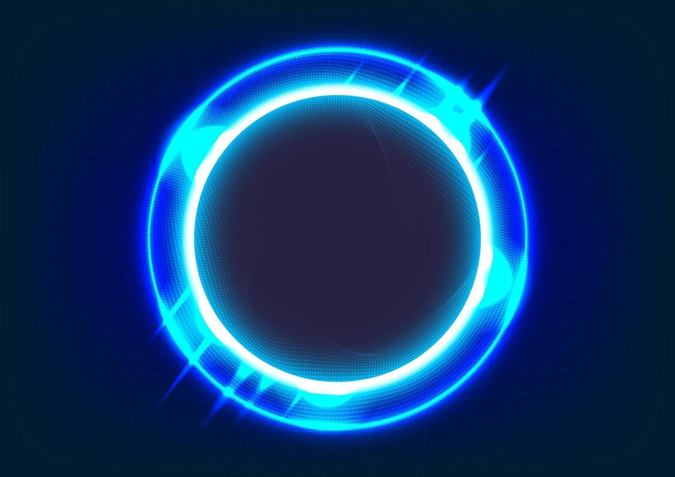 Abstract futuristic background. Blue light effects on round placeholder vector