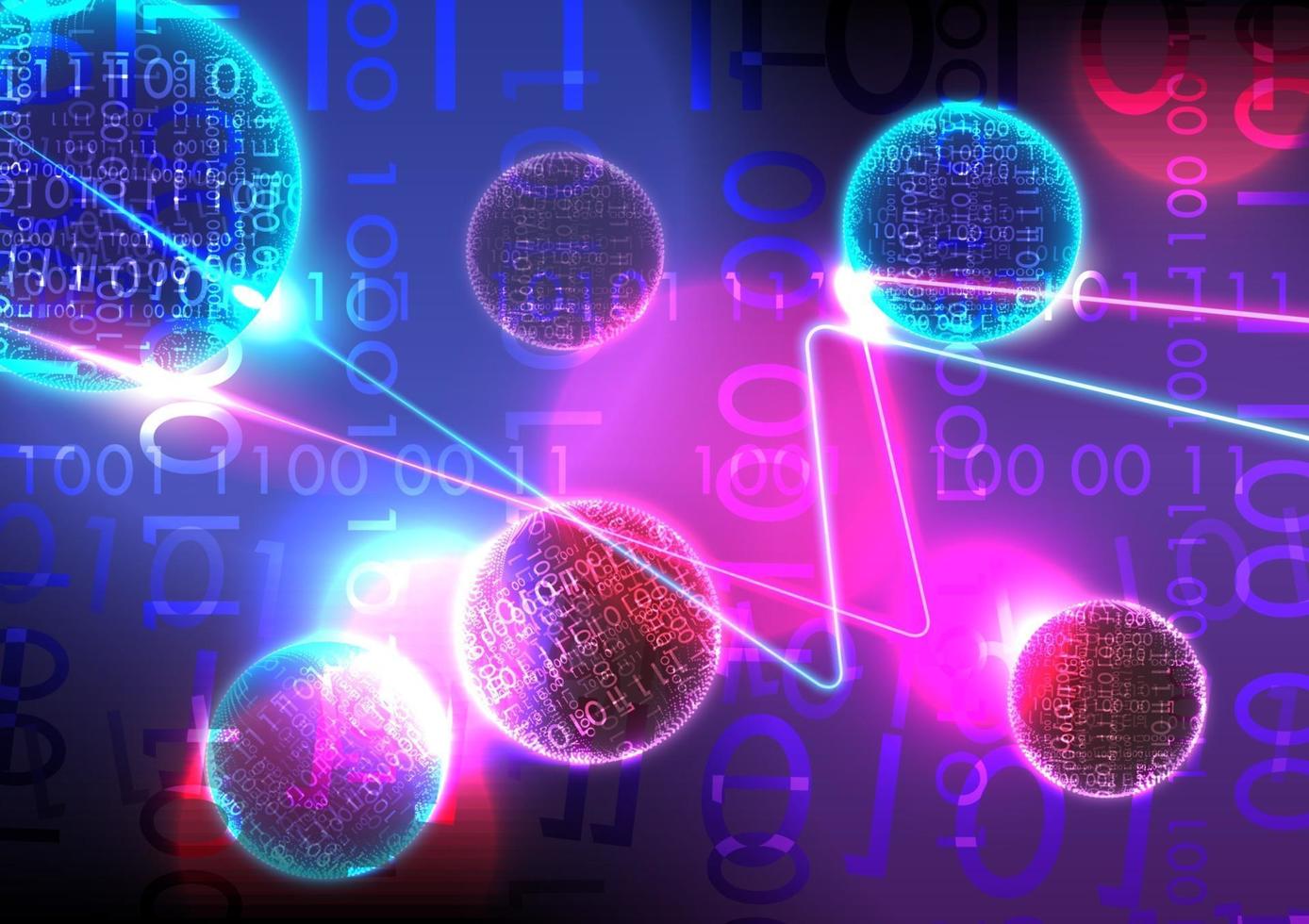 Futuristic technology number and sphere background. Neon light and laser. Vector illustrator