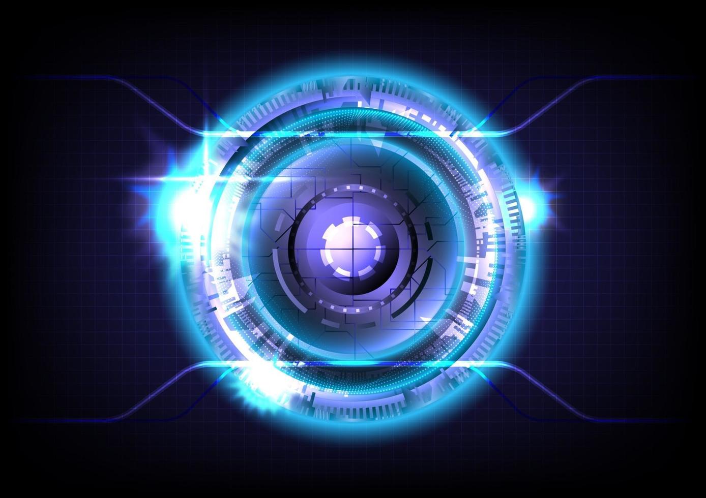Glowing HUD circle. Blue light effect. Abstract hi-tech background. Futuristic interface. Virtual reality technology screen vector