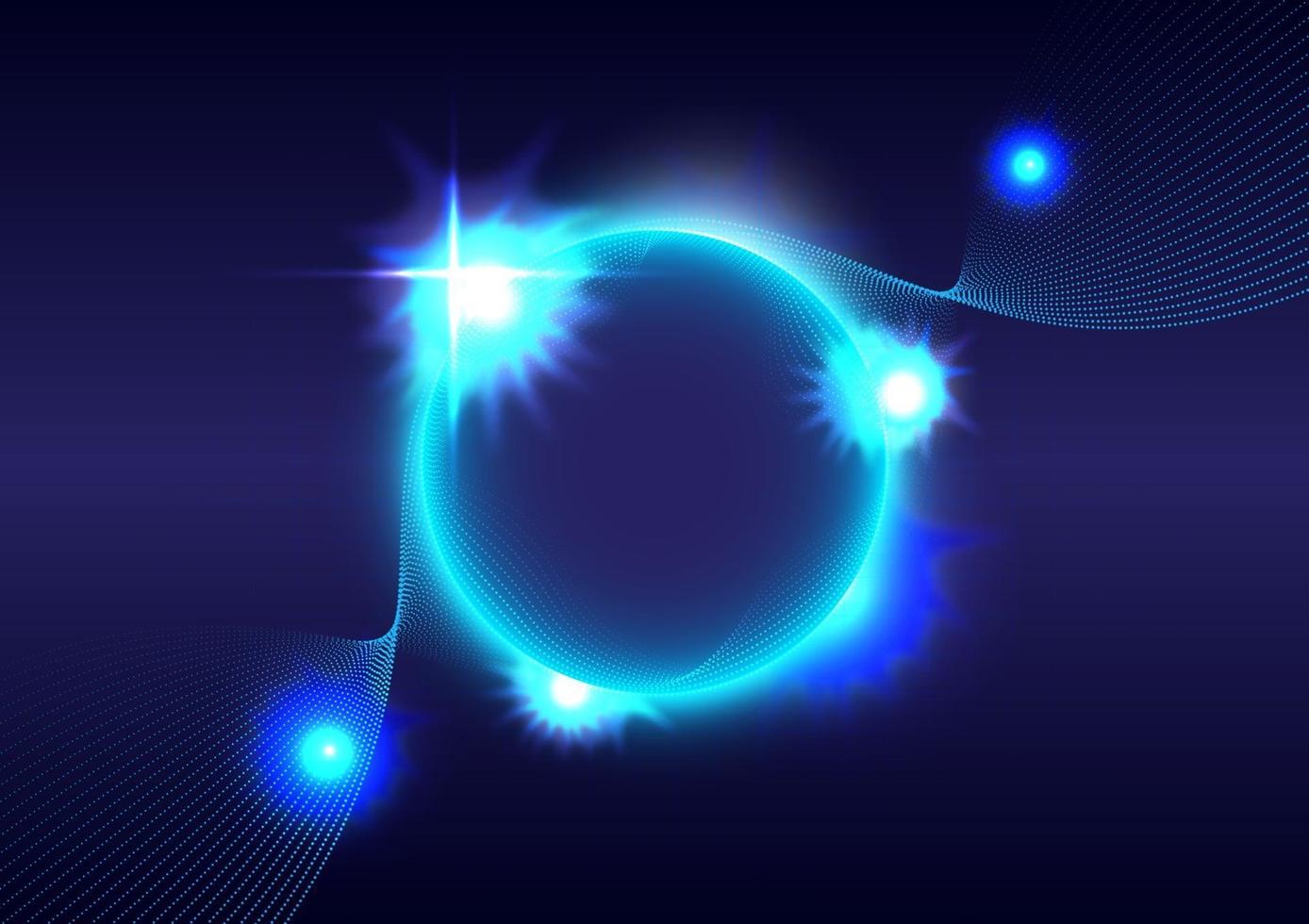 Abstract sphere futuristic background. Blue light effects on round placeholder vector