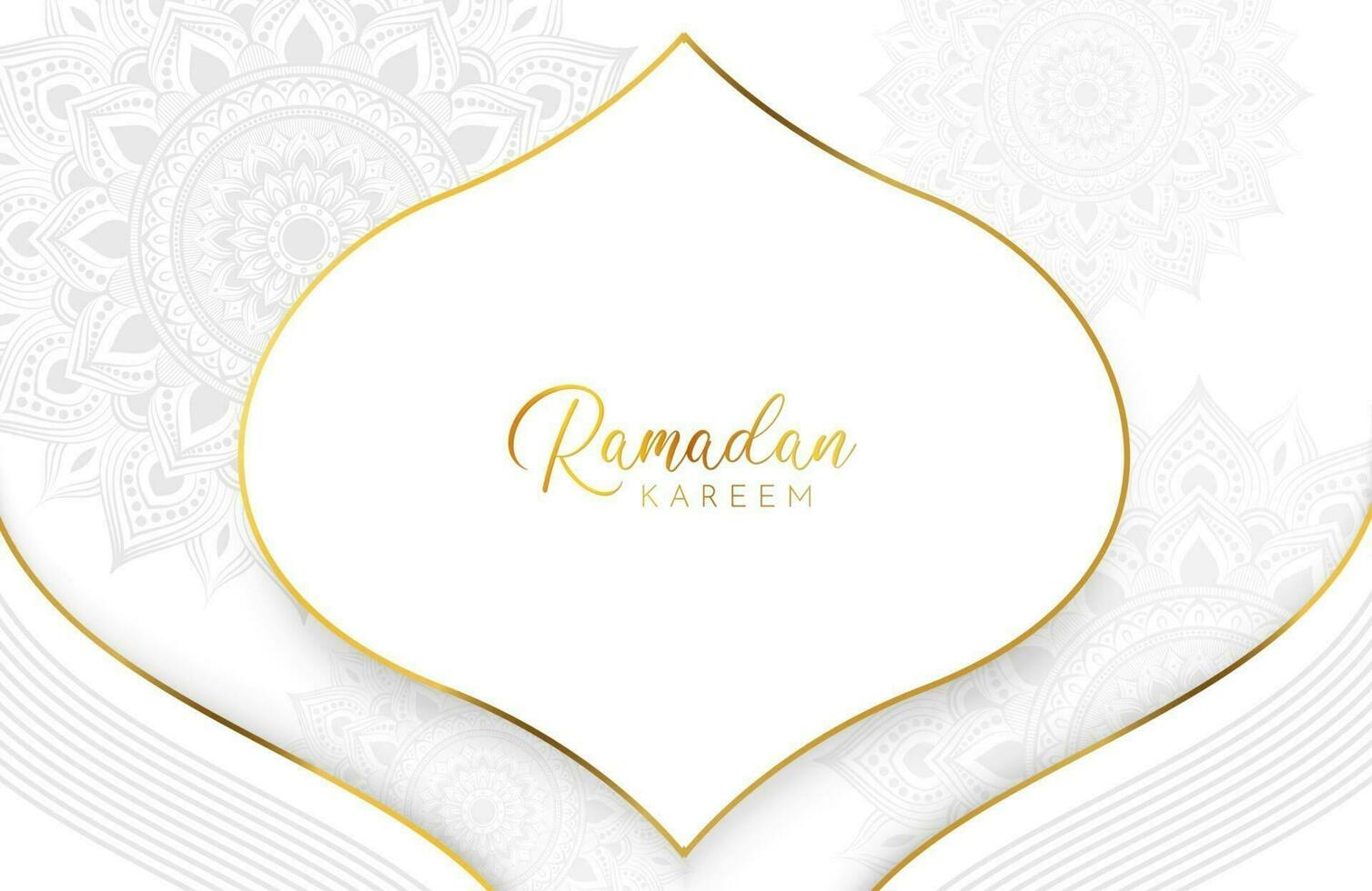 Fondo de ramadan kareem con mandala de oro y adorno de corte de papel blanco vector