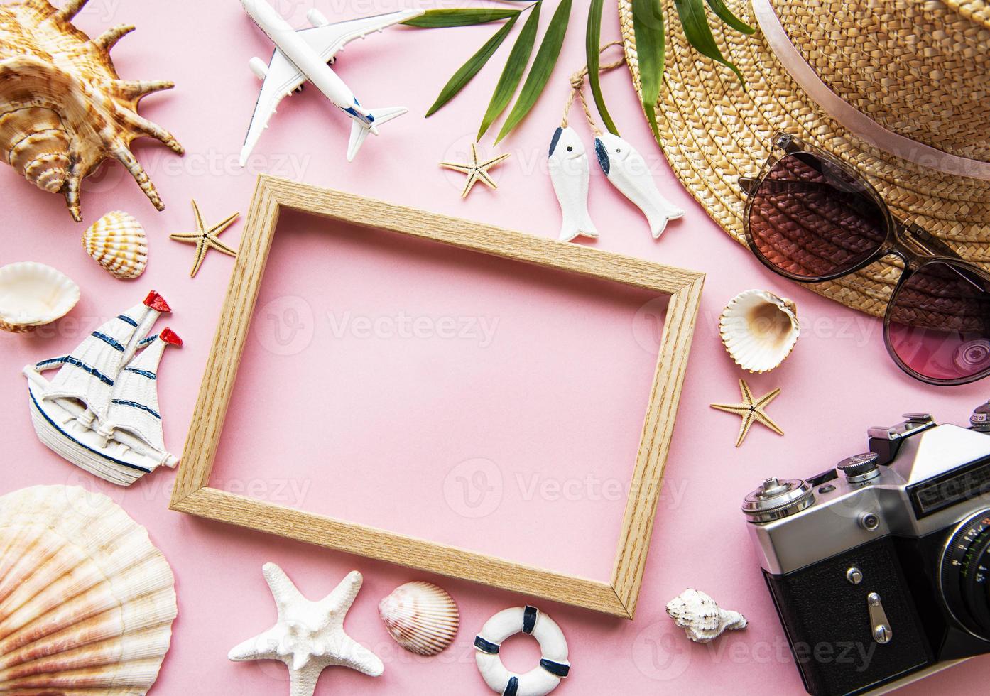 Overhead view of traveler's accessories photo