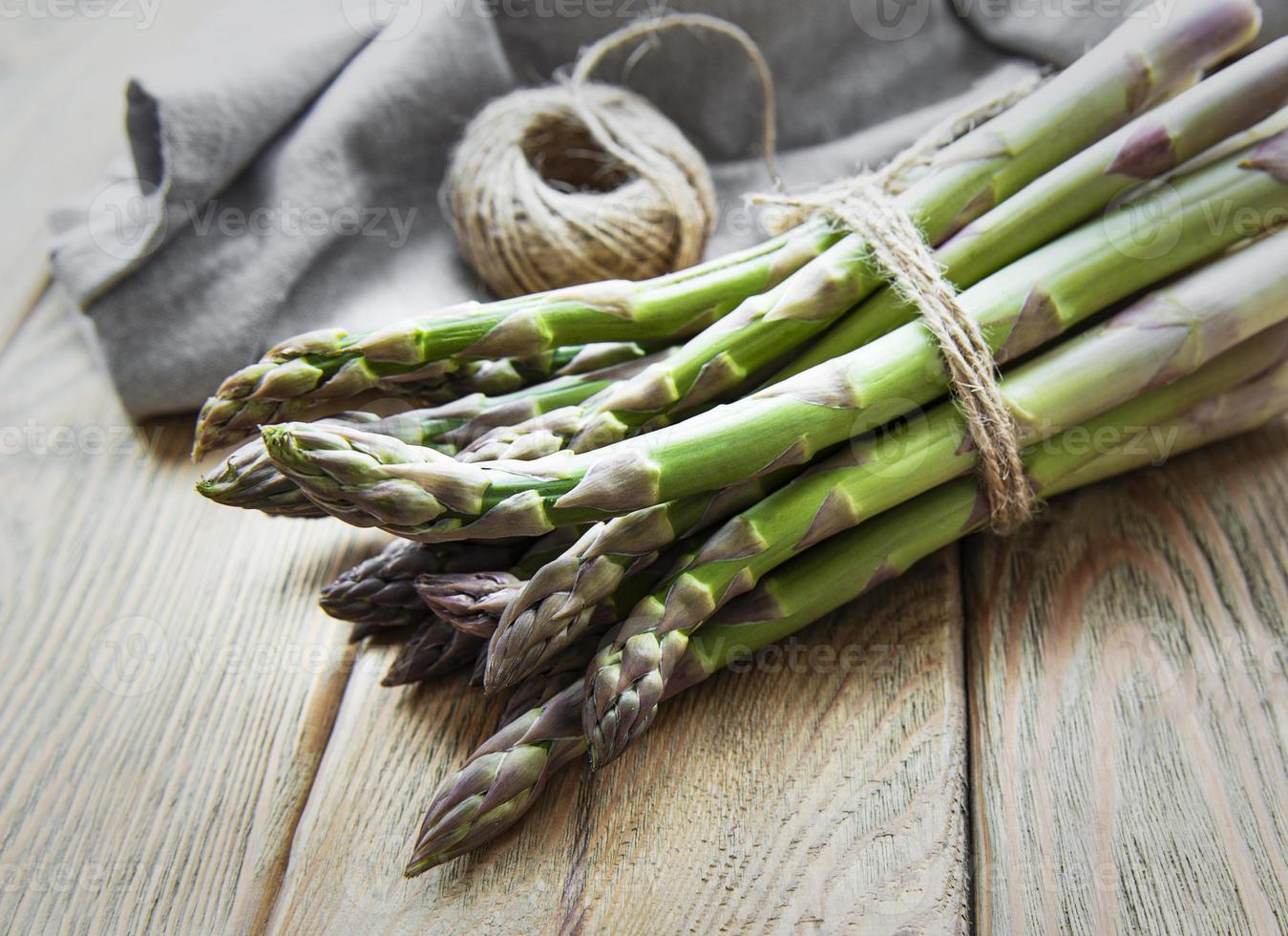 Bunches of green asparagus photo