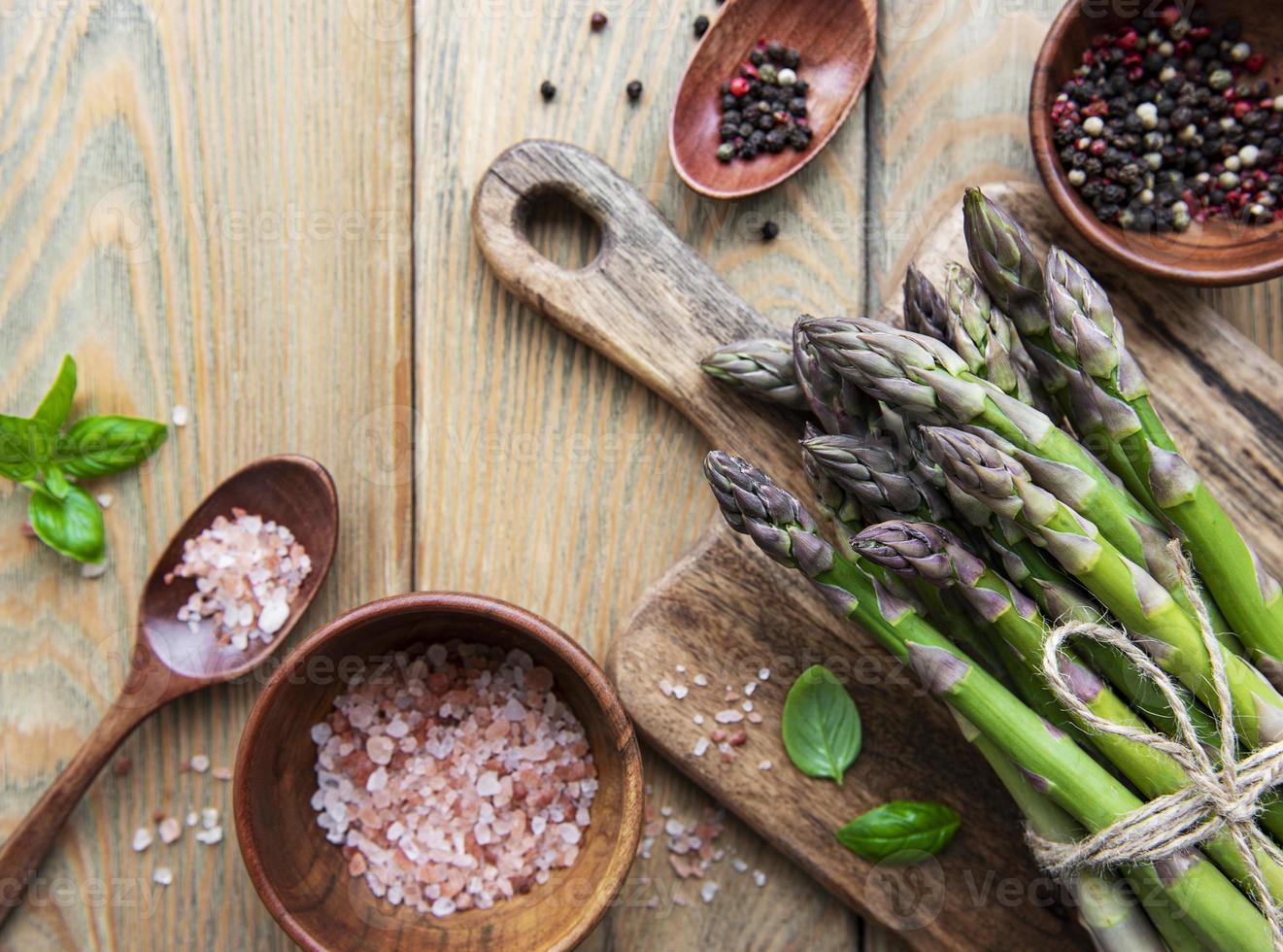 Bunch of green asparagus photo