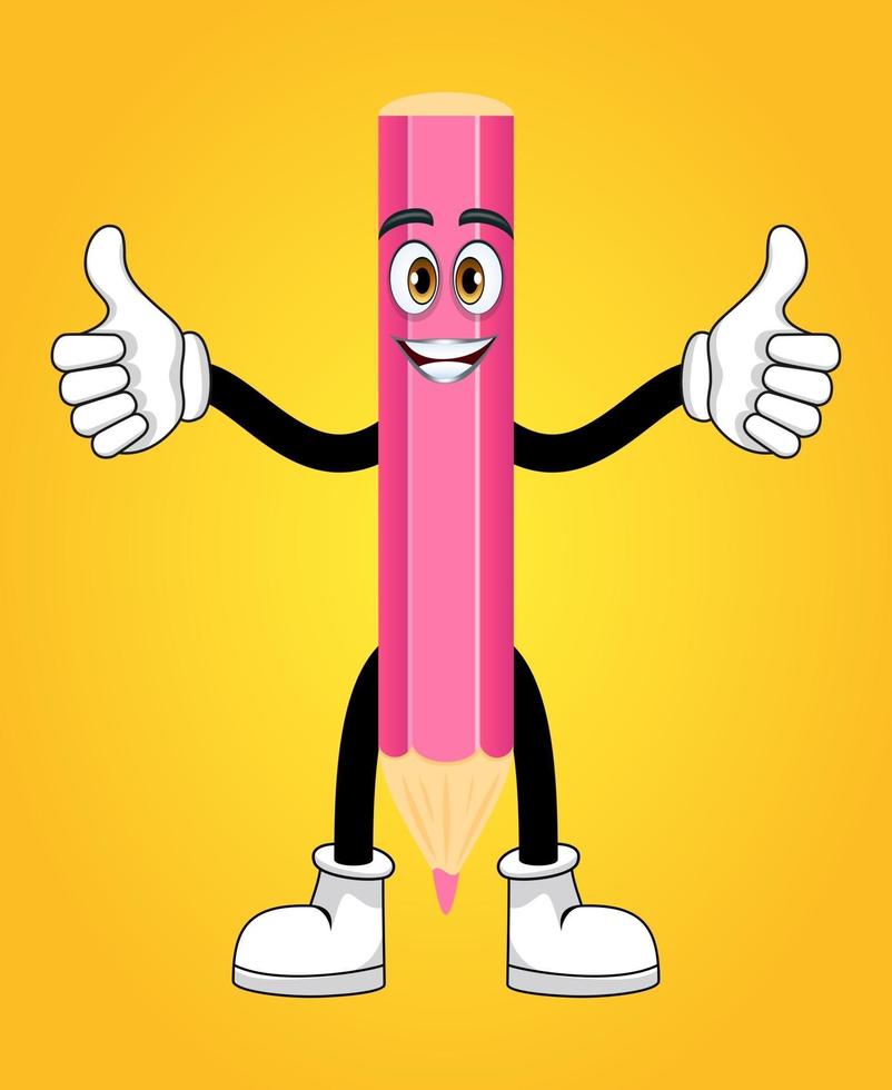 Mascot pencil character standing and waving isolated vector