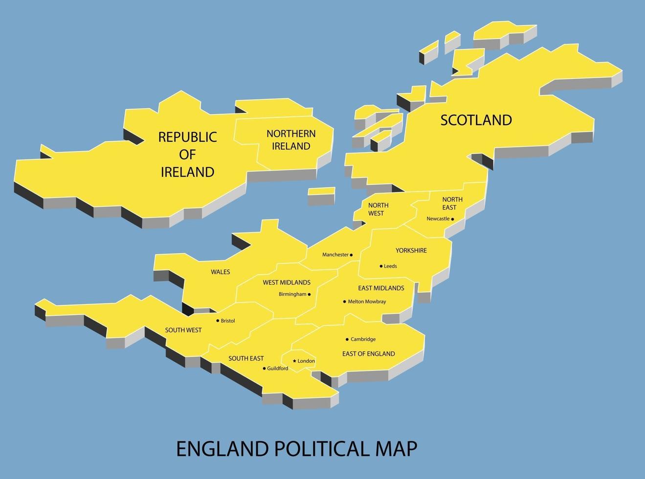 England political isometric map vector