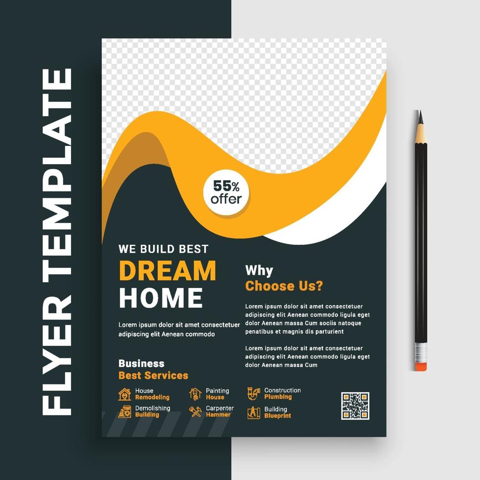 Free Real Estate Business Flyer poster pamphlet brochure cover design layout background, vector template in A4 size - Vector