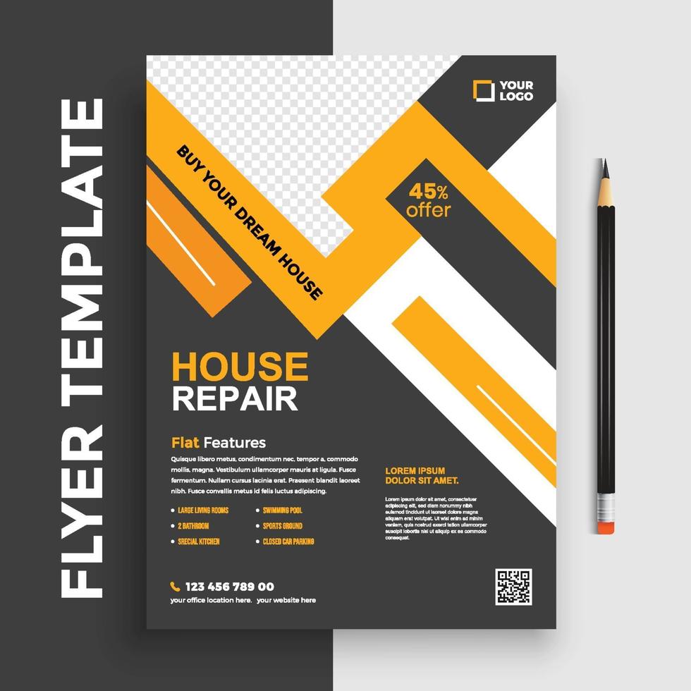 Free Real Estate Business Flyer poster pamphlet brochure cover design layout background, vector template in A4 size - Vector