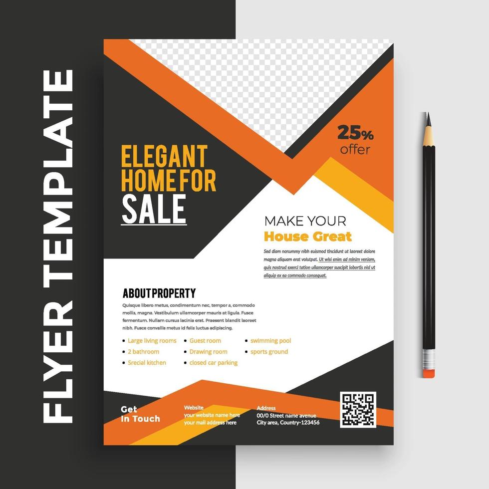 Free Real Estate Business Flyer poster pamphlet brochure cover design layout background, vector template in A4 size - Vector