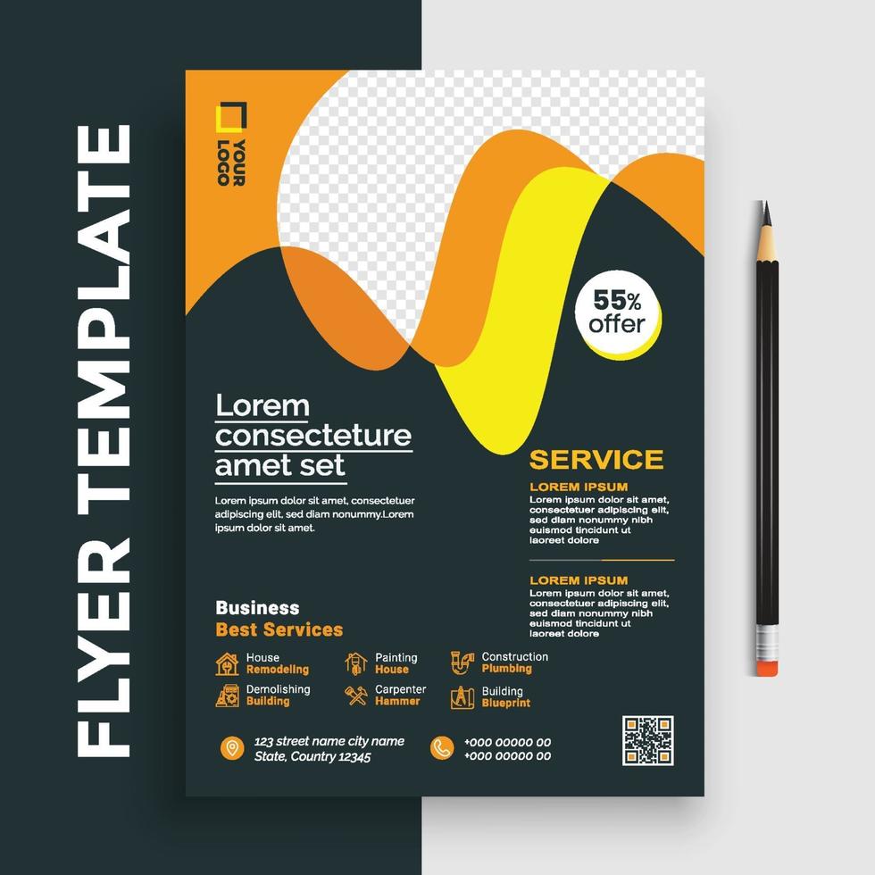 Free Real Estate Business Flyer poster pamphlet brochure cover design layout background, vector template in A4 size - Vector