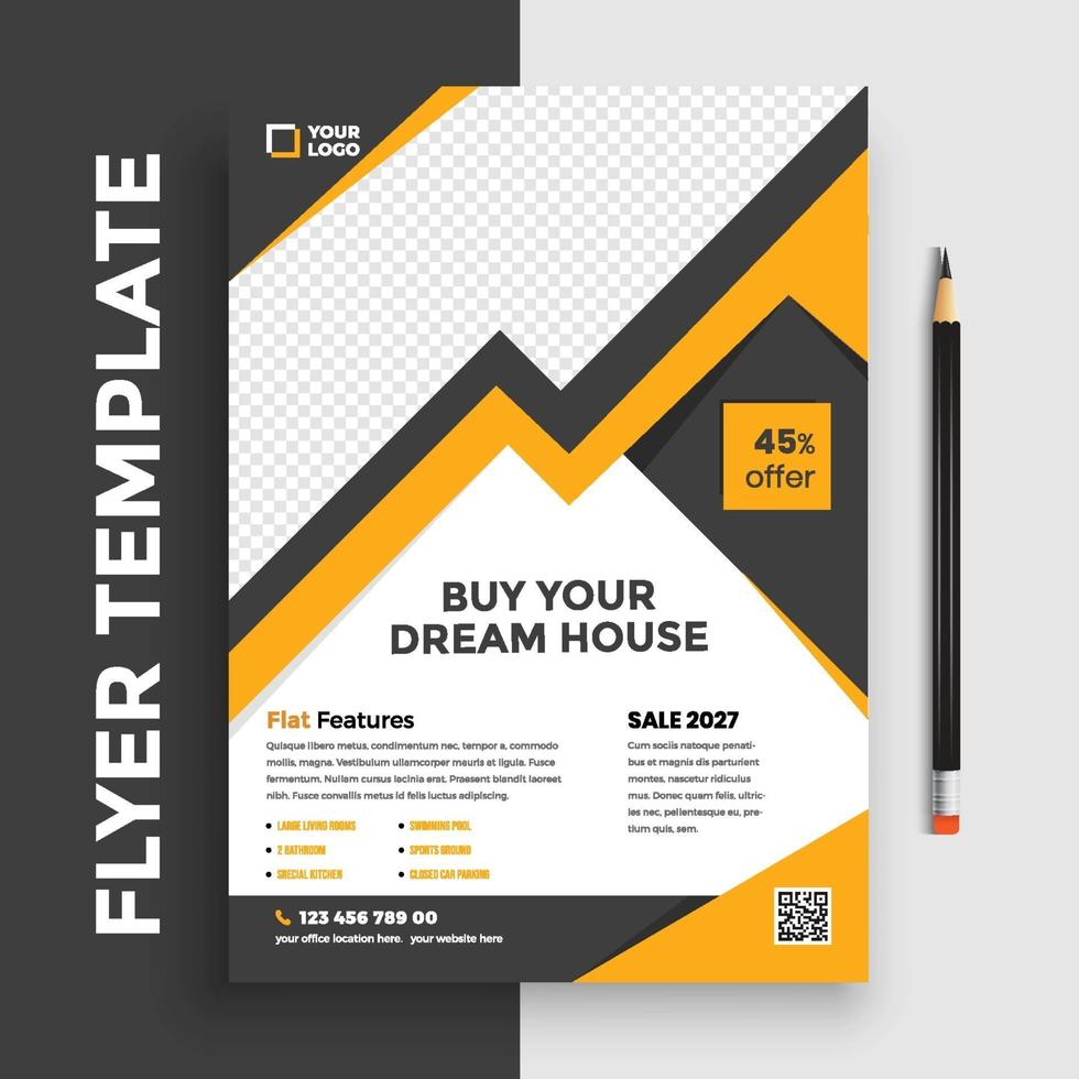 Free Real Estate Business Flyer poster pamphlet brochure cover design layout background, vector template in A4 size - Vector