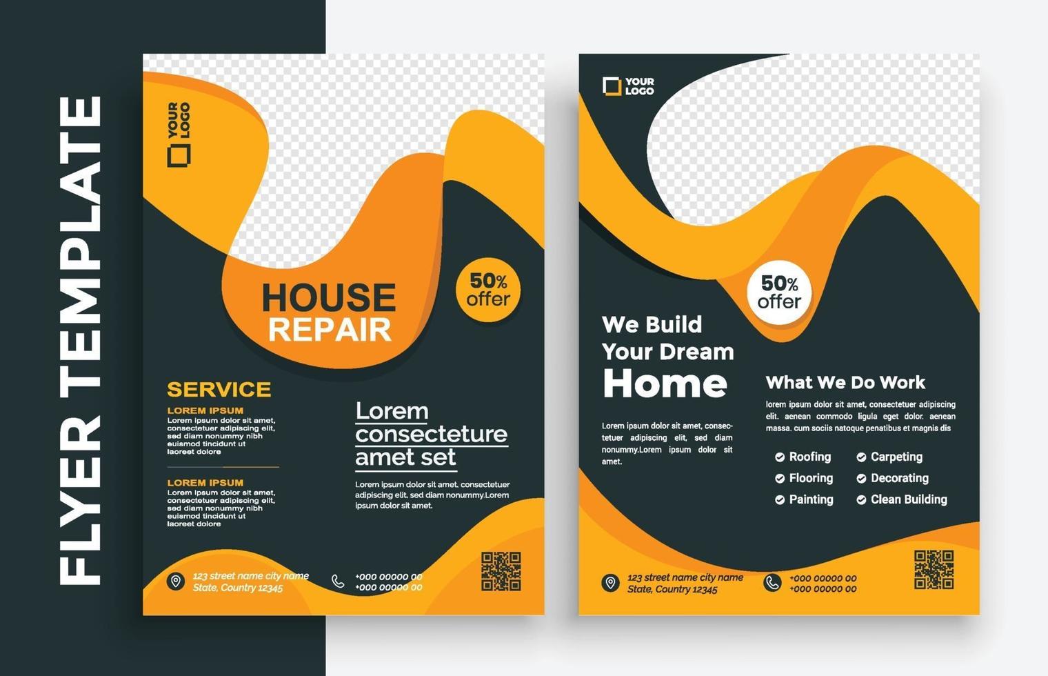 Free Real Estate Business Flyer poster pamphlet brochure cover design layout background, vector template in A4 size - Vector