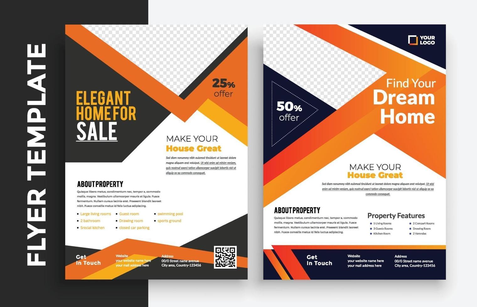 Free Real Estate Business Flyer poster pamphlet brochure cover design layout background, vector template in A4 size - Vector