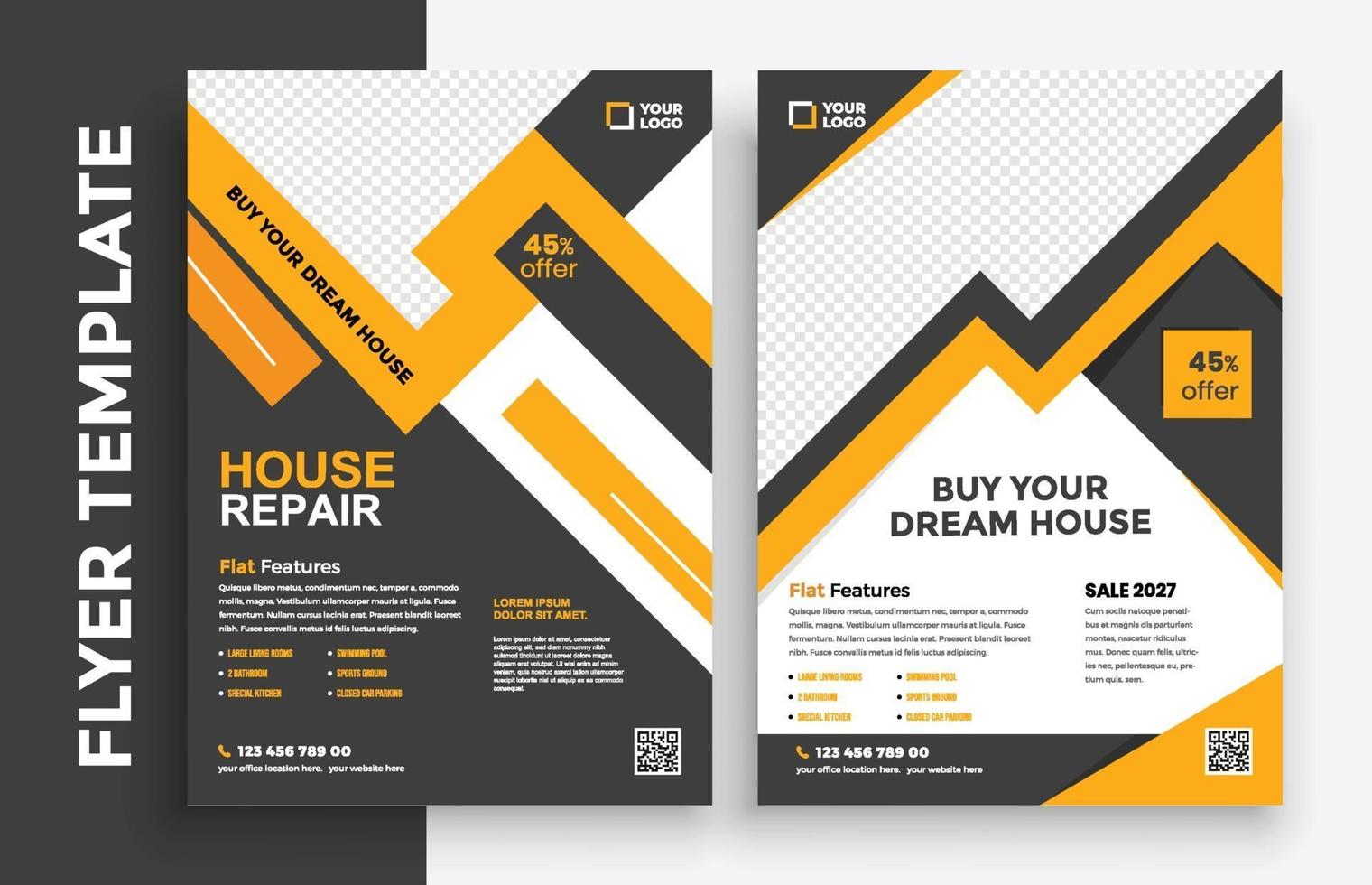 Free Real Estate Business Flyer poster pamphlet brochure cover design layout background, vector template in A4 size - Vector