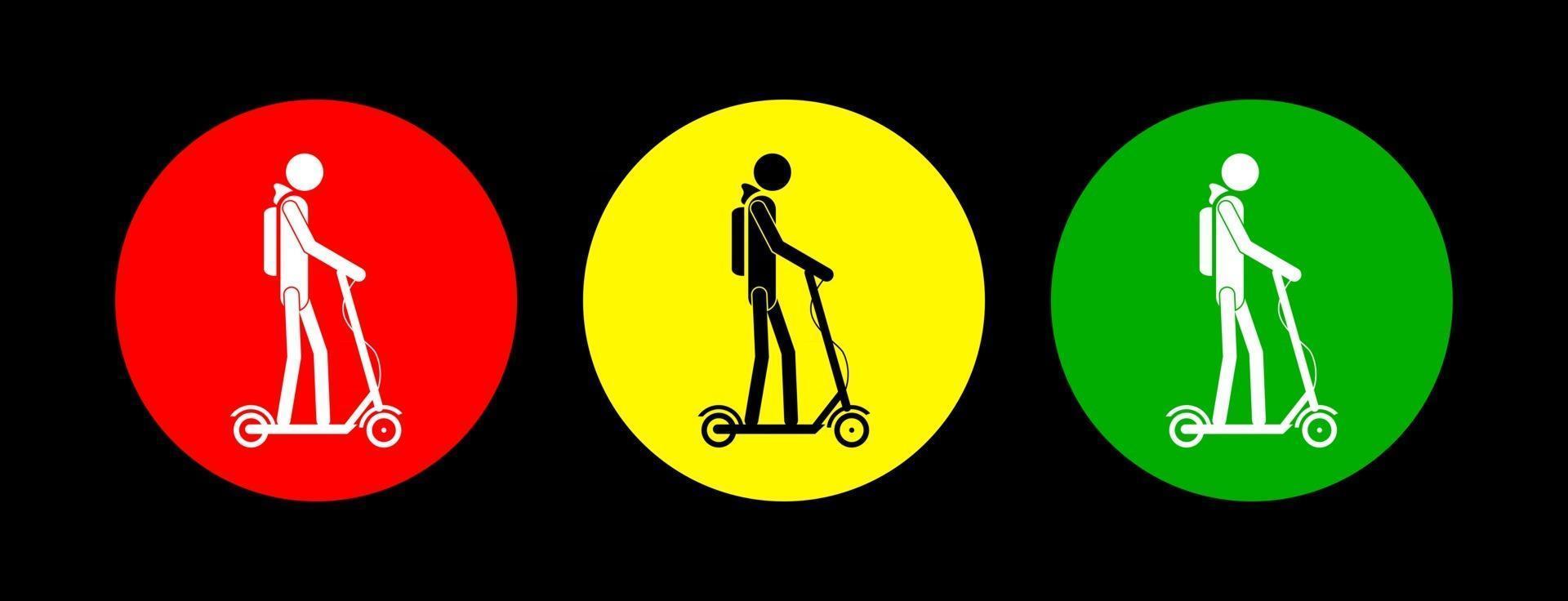 señales de advertencia de scooter. vector. vector