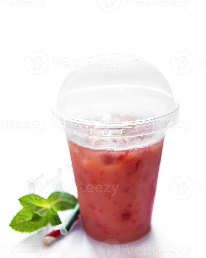 Refreshing summer drink with strawberry photo