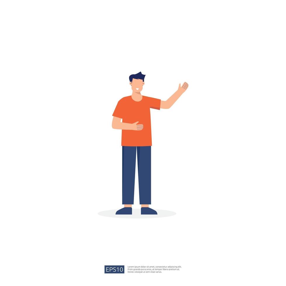 no face young man character. male business people standing gesturing. businessman Flat style isolated vector illustration