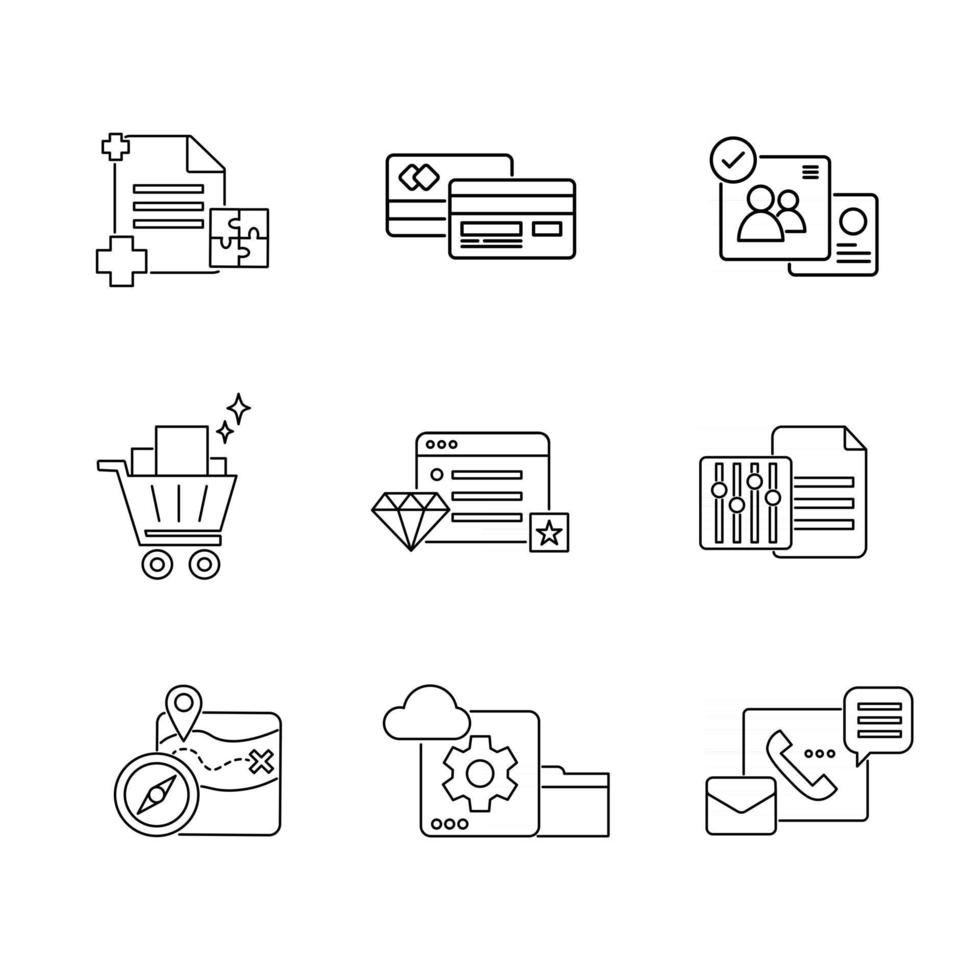 business and technology flat style icon set vector illustration
