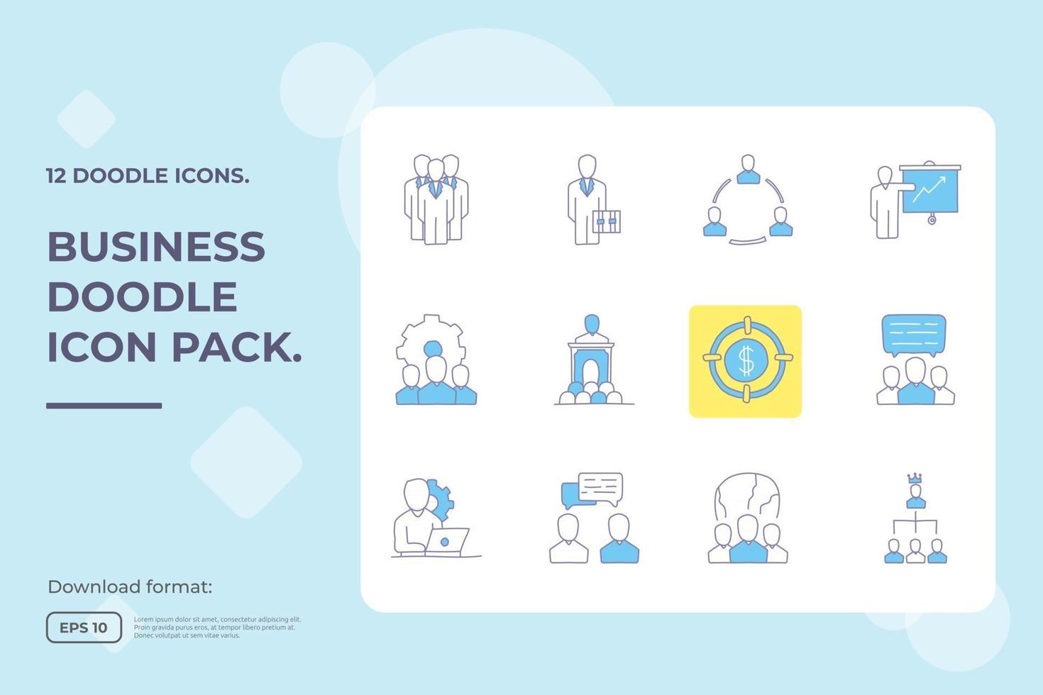 business teamwork doodle icon. business partnership strategy and leadership management concept sign symbol vector illustration