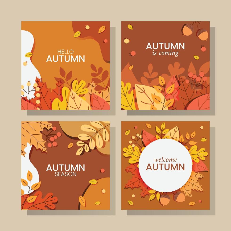 colección de tarjetas de temporada de otoño vector