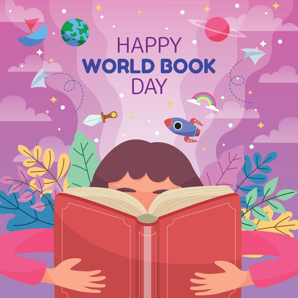 Children Reading Book for Literacy Day vector