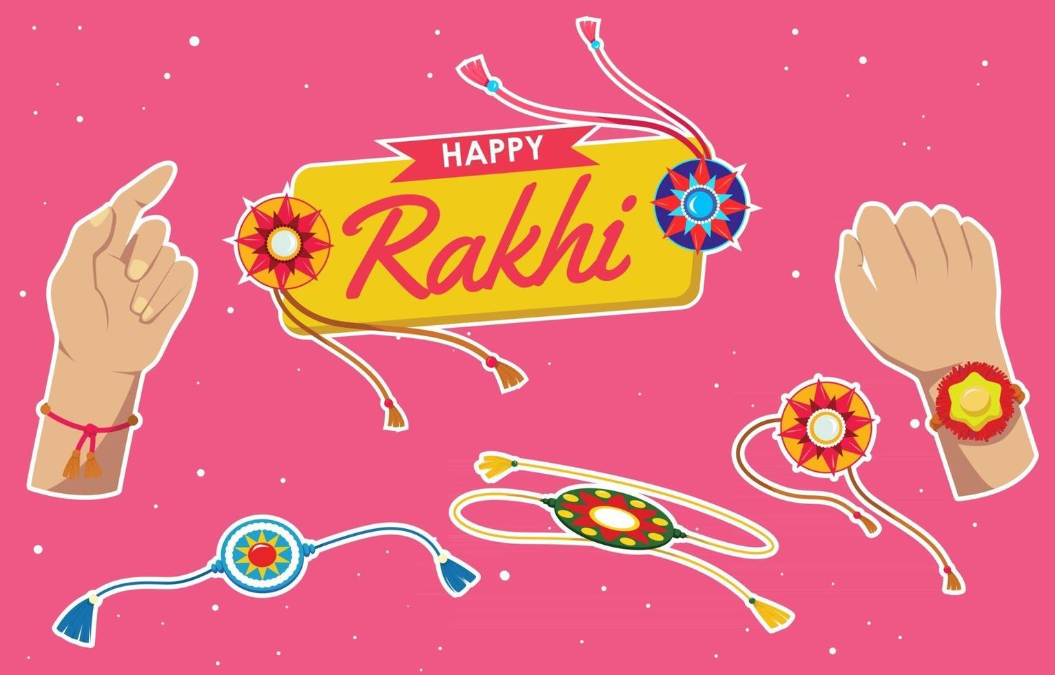 conjunto de pegatinas raksha bandhan vector