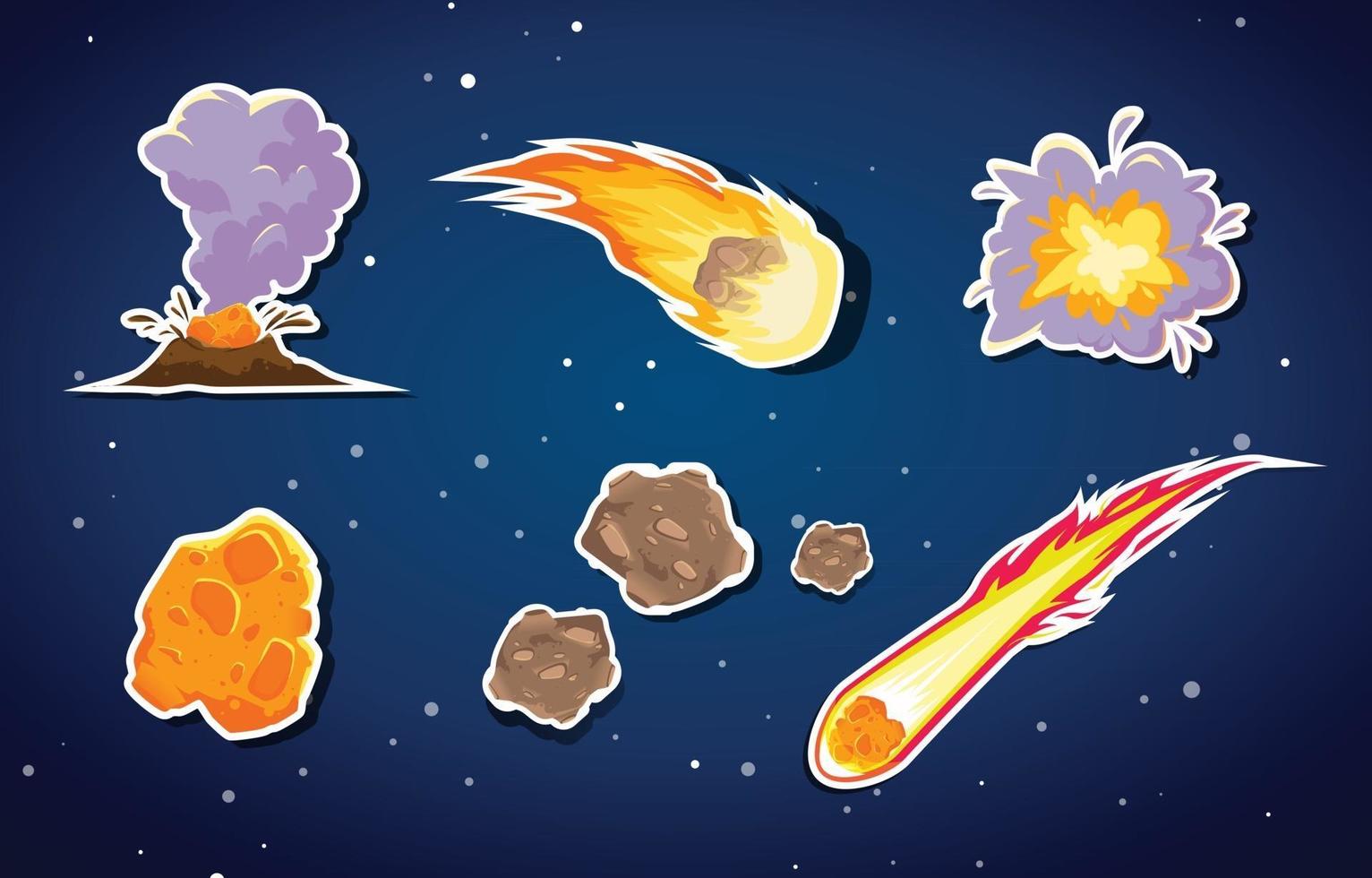 Meteor Stickers Set vector