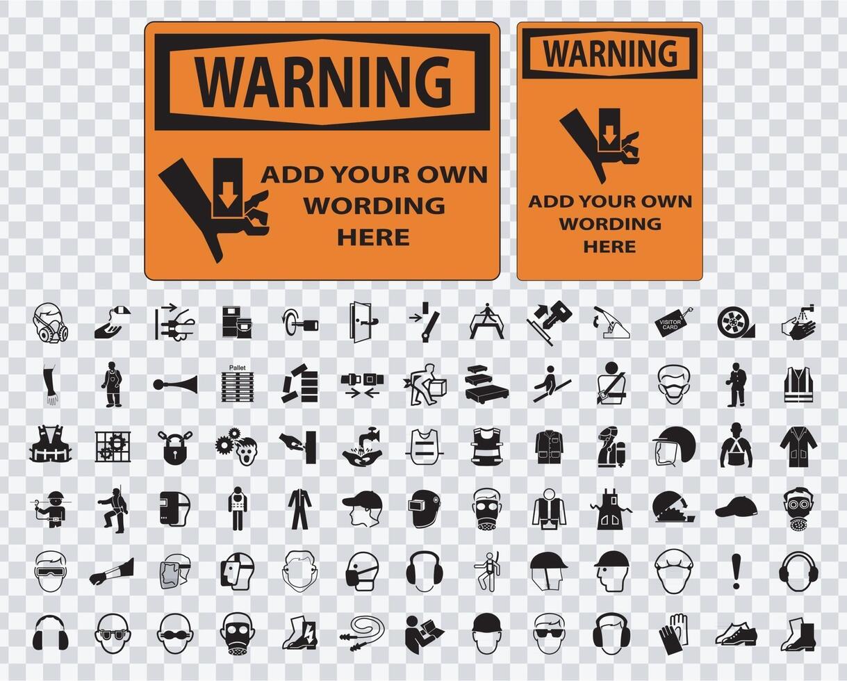 Symbol Safety Sign warning icons and label set vector