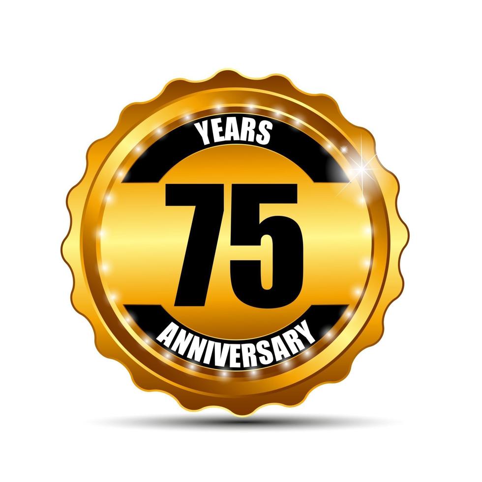 Anniversary Gold Label Sign Template Vector Illustration