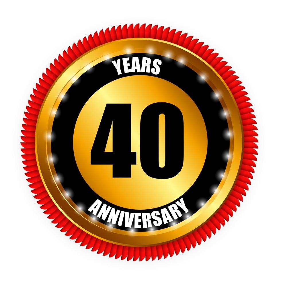 Anniversary Gold Label Sign Template Vector Illustration