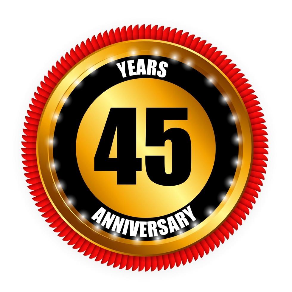 Anniversary Gold Label Sign Template Vector Illustration