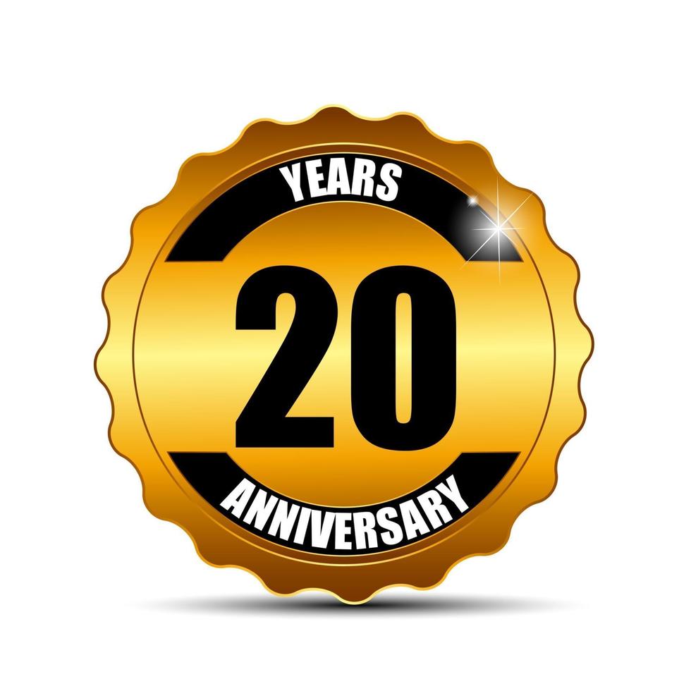 Anniversary Gold Label Sign Template Vector Illustration