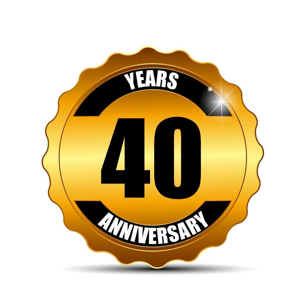 Anniversary Gold Label Sign Template Vector Illustration
