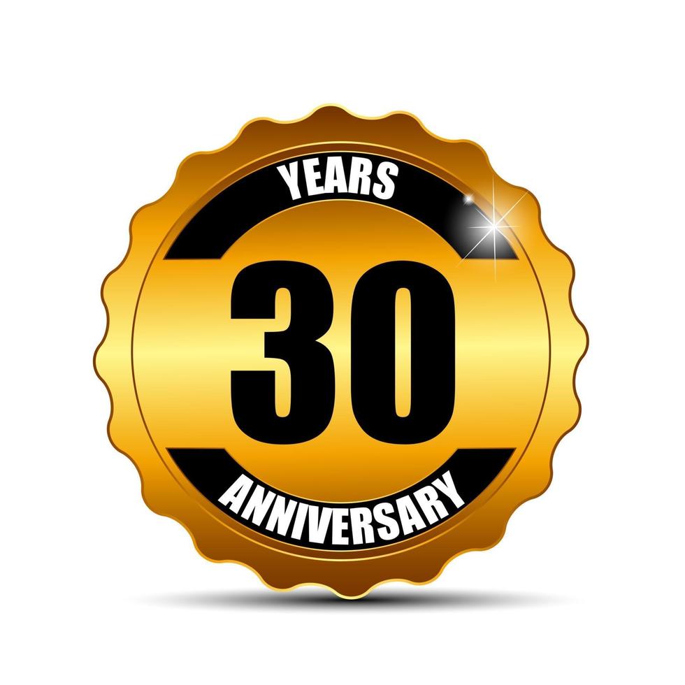 Anniversary Gold Label Sign Template Vector Illustration