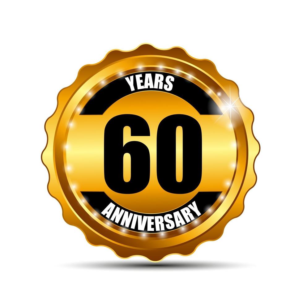 Anniversary Gold Label Sign Template Vector Illustration