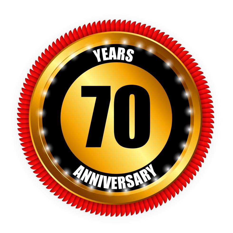 Anniversary Gold Label Sign Template Vector Illustration