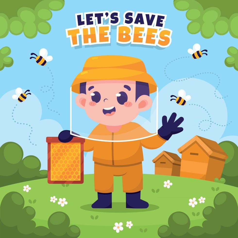 Protect Honey Bee Concept vector