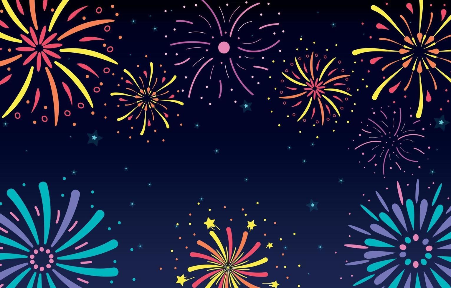 Firework Party in The Sky Background vector