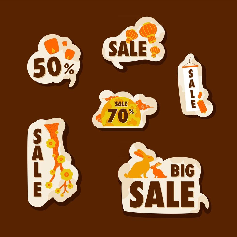 Set of Discount Label for Mid Autumn vector