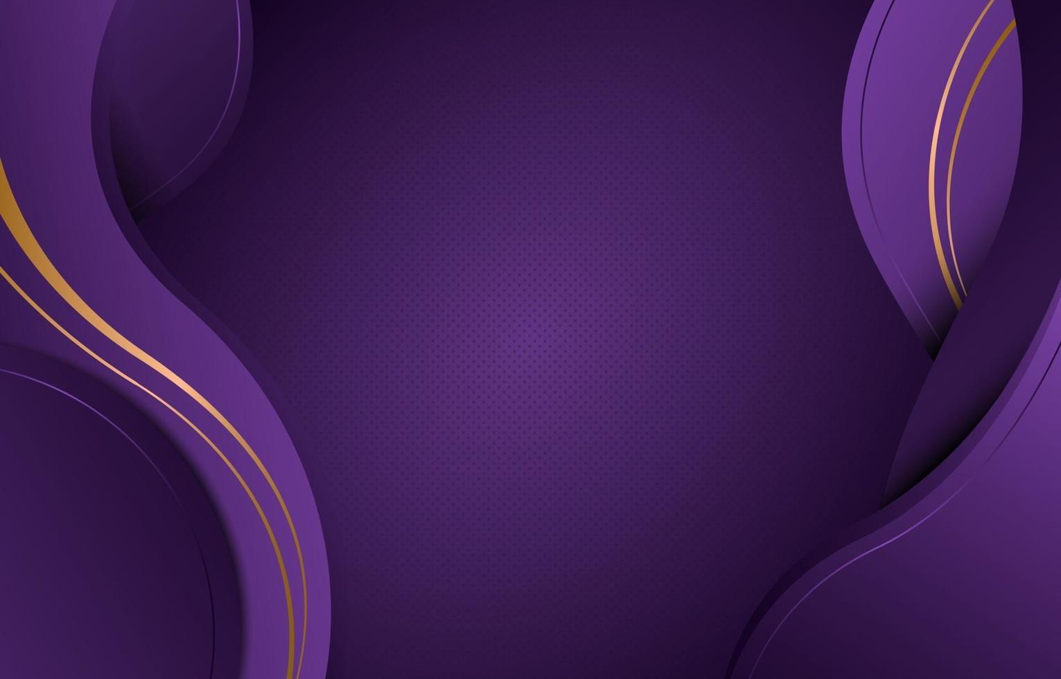 corte de papel morado con linea dorada vector