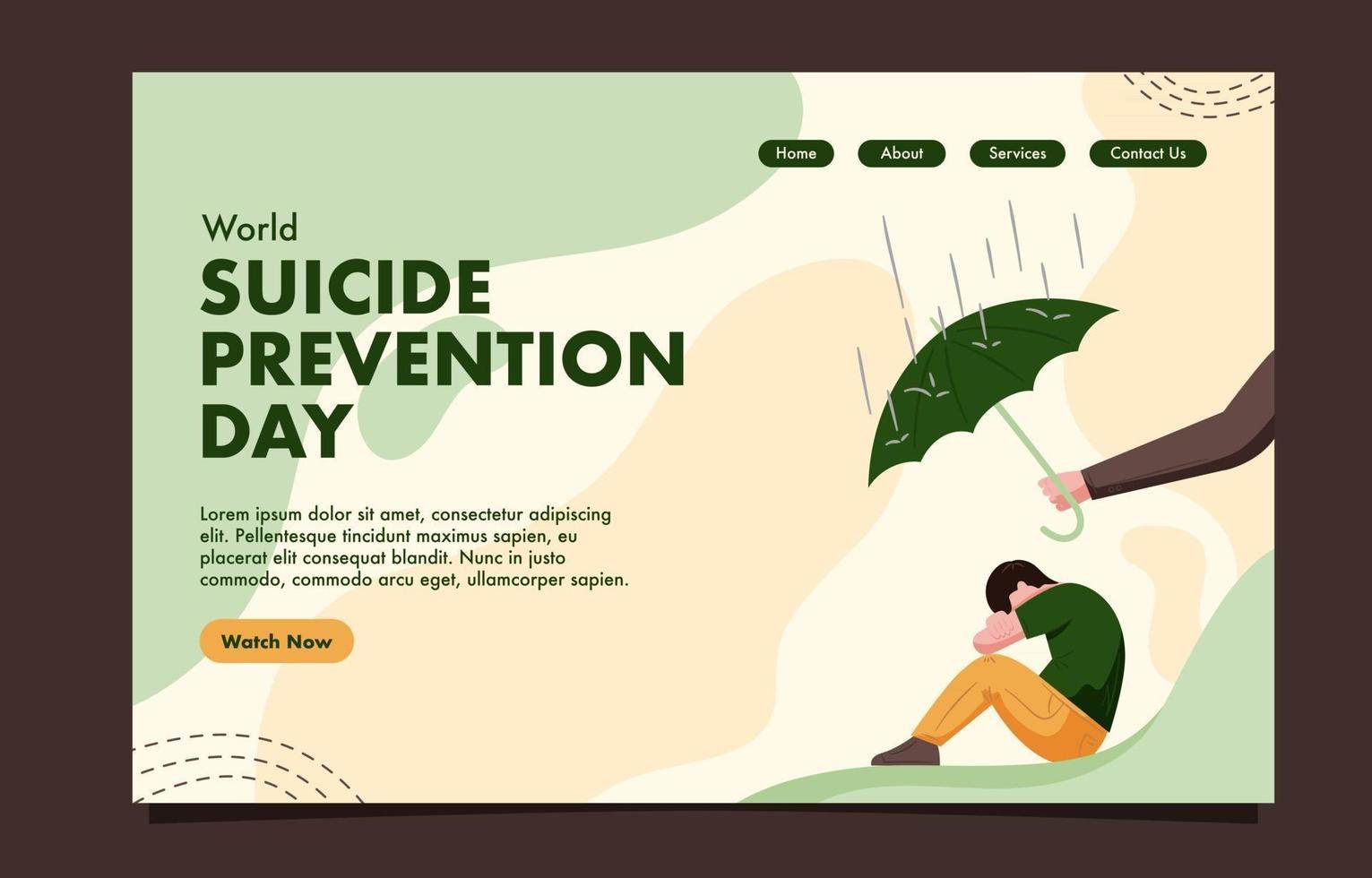 Suicide Prevention Day Landing Page vector